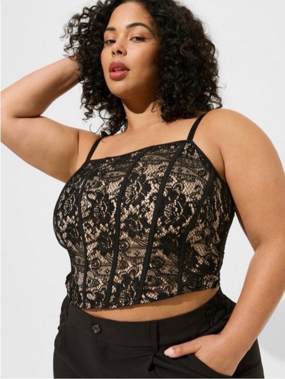Torrid Black Lace Sleeveless Corset Crop Tank Top Lingerie size 5 5X Party Sexy